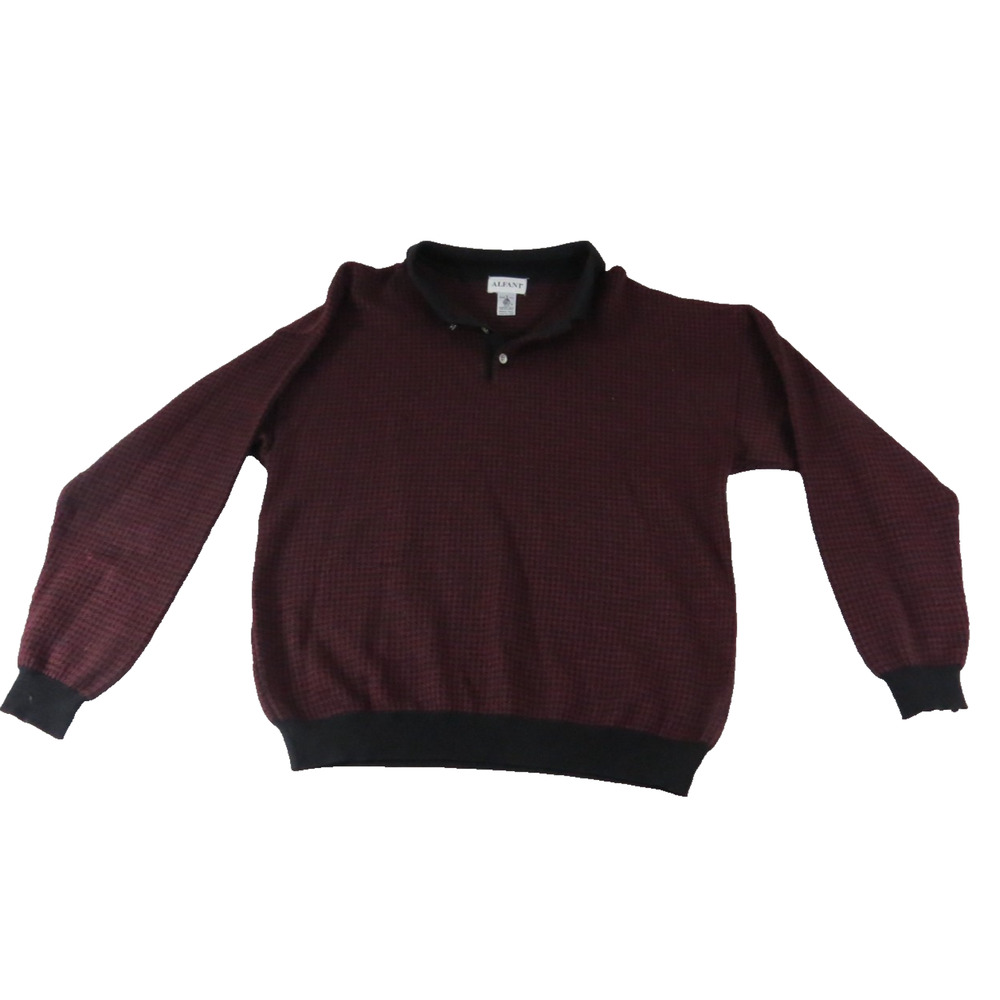 Vintage Alfani 100% Pure New Merino Wool Collard Coogi Knit Sweater Men's Lg EUC